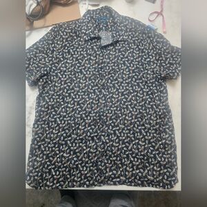 Perry Ellis Navy Floral Button Down Shirt